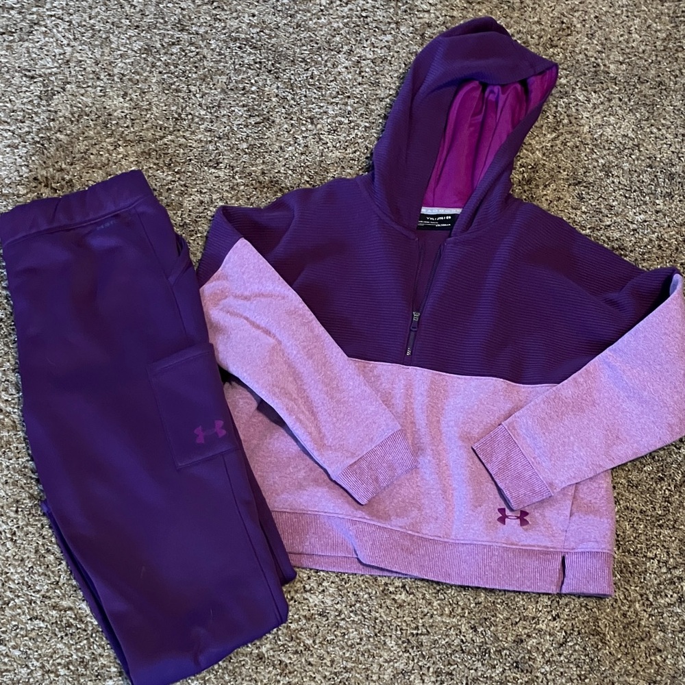 NWOT Under Armour girls YXL cold gear sweat suit